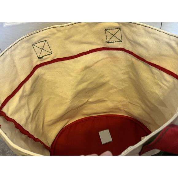 Barnes & Noble Cotton Canvas Tote Pine Trees Deer Dove Waxed Bag - Picture 5 of 7